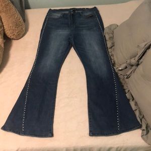 Flare jeans fashion nova with studs going down